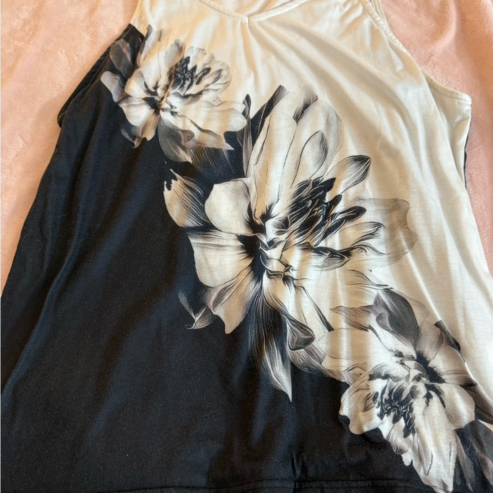 Floral Black and White Women's Top